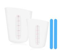 NVIYAM 2 Tazas Medidoras de Silicona, Vasos Medidores 500Ml 250Ml, Con Barra Agitadora 2pz, Tazas de Silicona para Resina, Silicona Resina Epoxi Vaso para Manualidades de Bricolaje, Cocina