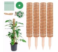 NVIYAM 4 Piezas 40CM Bastón Tótem de Coco Tutores Plantas Palo de Tutor Monstera de Musgo Soporte de Plantas Postes de Musgo de Malla Apilables para Plantas Trepadoras Fibra de Coco Soporte
