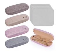 NVIYAM 4 Piezas Funda para Gafas, Rigida Protector de Gafas, Estuches para Hombre y Mujeres, Protector de Gafas, Estuche Protector de Gafas, Estuches para Gafas Rígidas Caja para Gafas de Lino