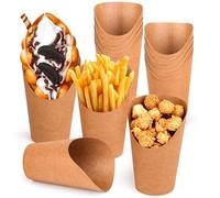 NVIYAM 50 Piezas Cajas para Papas Fritas 12 oz, Vasitos para Aperitivos de Carton Kraft, Taza de Papel Recipiente para Palomitas
