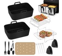 NVIYAM Air Fryer Accesorios, Molde Silicona Freidora de Aire Sin Aceite, Dual Zone Accesorios Freidora de Aire para Ninja Foodi Dual AF500EU, AF400EU, AF300EU, 7,6L-9,5L Air Fryer Accesorios