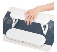 NVIYAM Apoya Manos para Manicura, Reposabrazos Manicura, Reposamanos Para Uñas Profesional de Cuero de PU, Apoya Manos para Manicura Plegable, Almohada de Mano de Uñas Antideslizante - Blanco