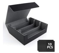NVIYAM Caja Cartas Magic The Gathering+10 Espaciador,Deck Box para 1800+ Cartas Con Compartimento,Soporte magnético para baraja de cartas TCG MTG YGO de PU para Cartas de Magic Commander(Negro)