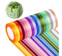NVIYAM Cinta de Raso, 18 Colores 10mm x 22m Cinta de Satén, Cinta de Tela, Cinta de Satén Decorativa, Juegos de Cinta de Satén para Manualidades, Envoltorios de Regalos, Lazos, Decoración de Bodas