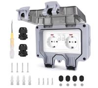 NVIYAM Enchufe Exterior Impermeable con Interruptor y Luz Indicadora, Toma de Corriente IP66, Enchufe Superficie Resistente para Cocina Baño Garaje Piscina y Jardín