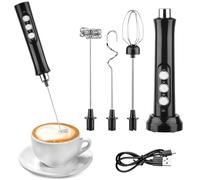 NVIYAM Espumador de Leche, Espumador Leche Electrico - USB Recargable, Mini Batidora Portátil, Espuma Electrico con 3 Batidores de Acero Inoxidable, 3 Velocidades para café, Matcha, capuchino