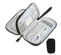 NVIYAM Organizador Cables Viaje, Organizador Cables Viaje Impermeable, Accesorios Estuche Cables Portátil, Estuche Cables para Cargador, Memoria USB, SD Tarjeta y Adaptadores, Gris (Negro)