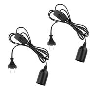 NVIYAM Pack de 2 portalámparas E27 con cable, interruptor y enchufe, cable de alimentación de 2 m y enchufe UE, adaptador E27 para colgar lámparas, lámparas colgantes, lámparas de techo, lámparas de
