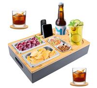 NVIYAM Snackbox,Bandejas para Servir Comida,con Cuencos para Aperitivos de Acero Inoxidable,Organizador de sofá, Bandeja para salón, Dormitorio, jardín, Camping
