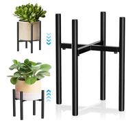 NVIYAM Soporte para flores ajustable, soporte para plantas de metal negro, taburete para plantas, soporte para macetas para interior y exterior, soporte para macetas para macetas de 20-35 cm, taburete