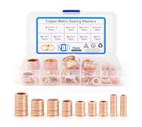 NVIYAM Surtido de anillos de sellado de cobre y acero - Arandelas planas y Fitschenring - Juego de juntas tóricas (M5-M14)