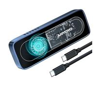 NVMe Carcasa con ventilador, ANYOYO M2 SSD Carcasa 10 Gbit/s USB 3.2 Gen 2 SSD Carcasa SSD para NVMe PCIe M-Key /B+M Key, adaptador SSD compatible con 2280/2260/2242/2230 (soporta sin SSD SATA)