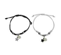NVOQILIN 2 pulseras simples de cuerda trenzada con cuentas luminosas para parejas, amistad, regalos para el día de San Valentín, pulseras de promesa para parejas, talla única, como se describe