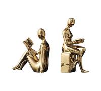 NVOQILIN 2 sujetalibros abstractos, decoración moderna para estanterías y oficina en casa, cerámica galvanizada