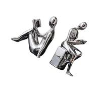 NVOQILIN 2 sujetalibros abstractos, decoración moderna para estanterías y oficina en casa, cerámica galvanizada