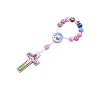 NVOQILIN Abalorios de arcilla suave para niños, crucifijo, pulsera, cadena de mano, rosario, adorno, oración para niños