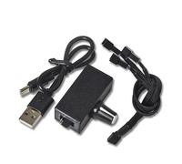 NVOQILIN Ajustador de velocidad del ventilador de refrigeración para PC con interfaz USB con salida de 12 V, controles fáciles con adaptador de 4 pines y divisor convertidores de voltaje ajustables