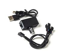 NVOQILIN Ajustador de velocidad del ventilador de refrigeración para PC con interfaz USB con salida de 12 V, controles fáciles con adaptador de 4 pines y divisor convertidores de voltaje ajustables