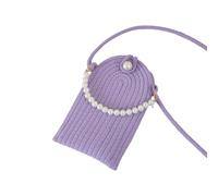 NVOQILIN Bandolera tejida a mano con textura de 6 colores para teléfono, Purple, Pearl pendant