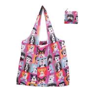 NVOQILIN Bolsa de la compra plegable reutilizable y elegante y práctica, con gran capacidad, ligera para comestibles, perro de dibujos animados, as described