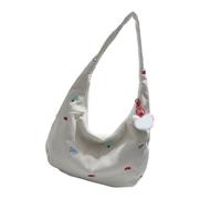 NVOQILIN Bolso bandolera de pana ligero con diseño espacioso y compacto para guardar las llaves del teléfono esencial, bolso cruzado de pana bordado, White, One Size