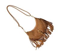 NVOQILIN Bolso bandolera de piel sintética para mujer, con amplias borlas interiores, informal, para uso diario, estilo retro, Khaki, One Size