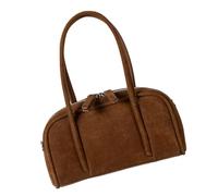 NVOQILIN Bolso de hombro de ante de primera calidad con correa desmontable para uso casual y de oficina, bolso de bolos espacioso con diseño único, Color castaño, One Size