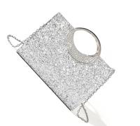 NVOQILIN Bolso de noche con purpurina para mujer, bolso cruzado con lentejuelas para boda, graduación, fiesta, bolso de hombro para fiesta de graduación, Silver, One Size