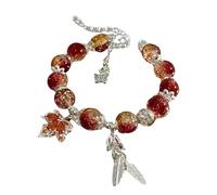 NVOQILIN Cadena de mano de cristal de hoja de arce con plumas de mariposa para mujer, joyería de amistad, regalo de joyería de amistad