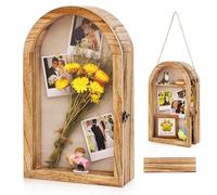 NVOQILIN Caja de exhibición de fotos con marco de madera vintage con cubierta acrílica transparente para colgar