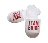 NVOQILIN Chanclas de recepción suaves antideslizantes para damas de honor, noches de pollo y adornos de ducha, chanclas de novia existen, Red Letters Team Bri, Toe slippers