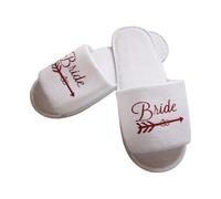 NVOQILIN Chanclas de recepción suaves antideslizantes para damas de honor, noches de pollo y adornos de ducha, chanclas de novia existen, Letras rojas Big Arro, Toe slippers