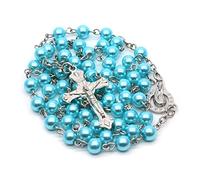 NVOQILIN Collar de cruz, cadena católica, rosario, medalla y crucifijo, joyería de Tierra Santa, regalos religiosos, unisex, collar católico para hombres y mujeres, talla única, como se describe, como