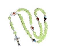 NVOQILIN Collar de rosario con cruz que brilla en la oscuridad, adornos con colgante para el hogar, sala de yoga, decoración de sala de yoga, collar de rosario para niños