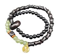 NVOQILIN Cuenta de madera budista suave, diseño de doble bucle, cómodo accesorio espiritual para actividades de alivio del estrés, joyería de madera natural libre de alergias, talla única, como se