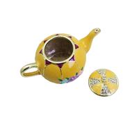 NVOQILIN Delicada caja de recuerdos en forma de tetera esmaltada en miniatura para anillos, collares, decoración de mesa, contenedor de té chino Cloisonne, caja de joyería