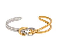 NVOQILIN Detalle de nudo único, apertura ajustable de acero inoxidable para mujeres y hombres, accesorio de joyería ligero, diseño moderno, talla única, como se describe