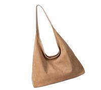 NVOQILIN Elegante bolso de mano retro holgado para las axilas, espacioso bolso de ante, perfecto para el trabajo, la escuela y ocasiones informales, elegante bolso de mano de ante, albaricoque, One