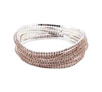 NVOQILIN Elegante brazalete de diamantes de imitación elástico con cuentas de cristal, elegante brazalete multicapa para mujer, accesorios de moda para mujer, talla única, como se describe