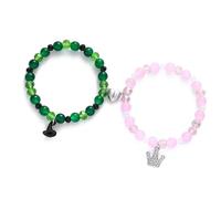 NVOQILIN Elegantes pulseras de cuentas de cristal para la amistad, cadenas de mano a juego, joyería elegante para parejas para fiestas y celebraciones, talla única, como se describe