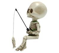 NVOQILIN Escultura de pesca de calavera de resina, decoración de jardín, estatua artística al aire libre, centro de mesa para camino