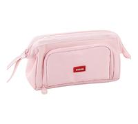 NVOQILIN Estuche de gran capacidad para lápices, artículos de papelería estética, suministros escolares, estuche con cremallera, bolsa de almacenamiento para brochas de maquillaje, rosa claro