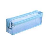 NVOQILIN Estuche transparente de doble capa para lápices, gran capacidad, transparente, bolsa de cosméticos de viaje para suministros de oficina, Blue
