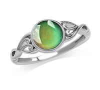 NVOQILIN Exquisito collar con colgante de corazón con sensación de emoción y temperatura, cambio de color, piedra de estado de ánimo, regalo para collar de cristal para mujer, Silver, como se describe