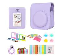 NVOQILIN Funda para 12 cámaras, bolsa de poliuretano sólido con almacenamiento de fotos, álbum de fotos, filtro de lentes, accesorios, Purple