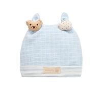 NVOQILIN Gorro de hospital para bebés de 0 a 3 meses, gorro de algodón suave con orejas de oso, azul, Suitable for 0-6 Months