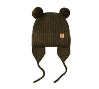 NVOQILIN Gorro de invierno para niños pequeños con orejeras de punto, cálido, elástico, adecuado para niños de 1 a 6 años de edad, para actividades al aire libre de invierno, verde oscuro, Talla única