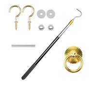 NVOQILIN Juego de sistemas de escalera retráctil para ático con diseños ajustables de 3 etapas y anillos de puerta de bronce antiguo