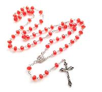 NVOQILIN MEILVMEIJI - Collar de rosario religioso para mujer, cuentas de cristal, colgante de crucifijo católico
