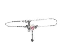 NVOQILIN Moderna cadena de muñeca geométrica elegante adorno de color plateado para niñas con diseños de doble capa para mujer, talla única, como se describe